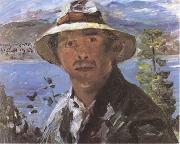 Lovis Corinth Self-Portrait with Straw Hat (mk09) china oil painting reproduction